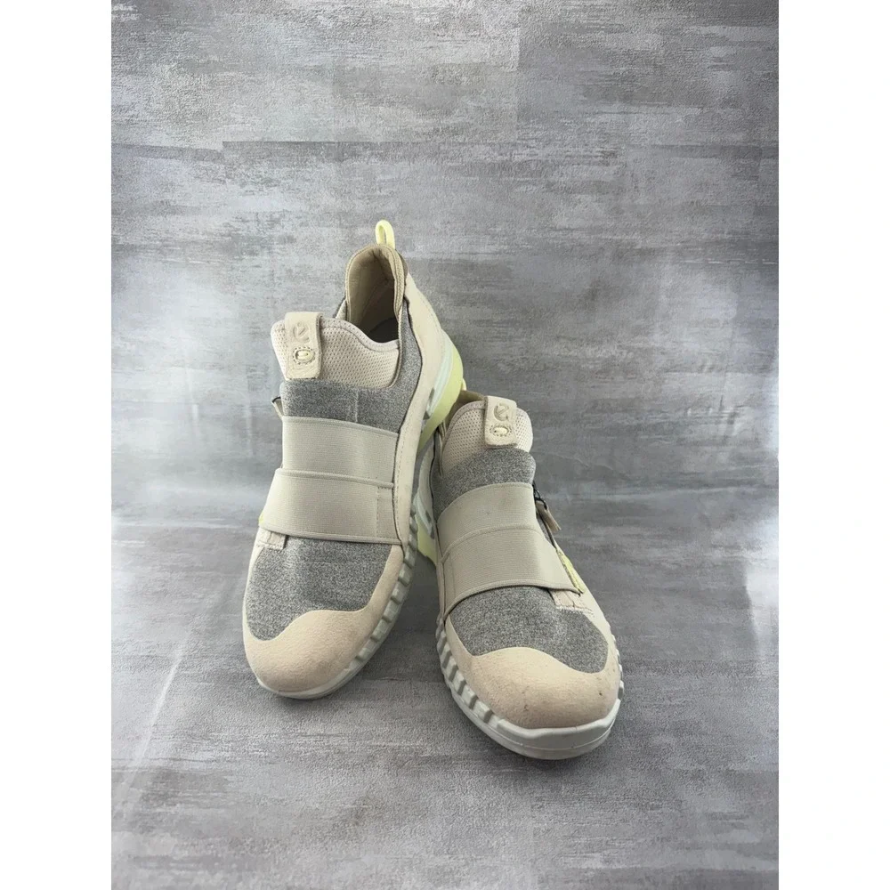 ECCO ST.1 Hybrid Lite Women Beige Grey Leather Suede Slip On Sneakers Size 38